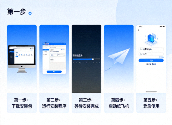纸飞机电脑版安装步骤示意图：从下载到登录使用的完整流程
